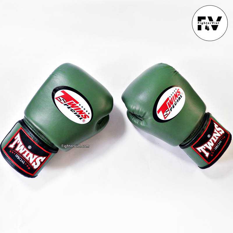 Găng Boxing Twins BGVL3 Velcro Gloves Olive - Xanh Rêu