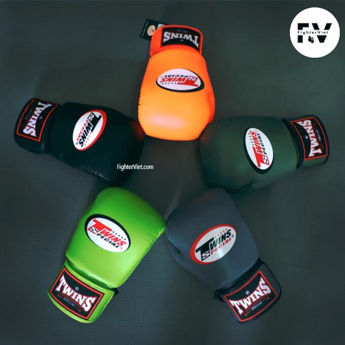 Găng Boxing Twins BGVL3 Velcro Gloves Olive - Xanh rêu