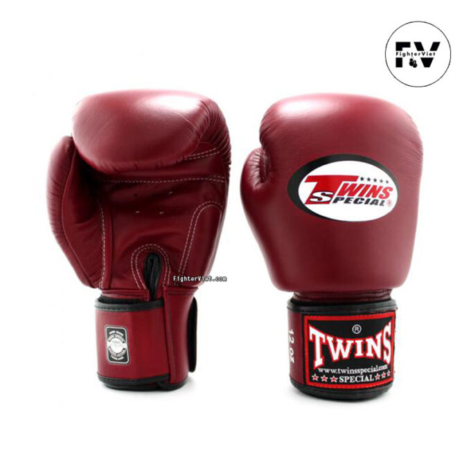 Găng Boxing Twins BGVL3 Velcro Gloves - Đỏ Mận