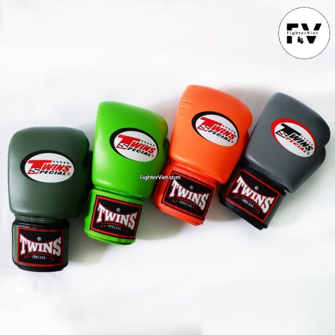 Găng Boxing Twins BGVL3 Velcro Gloves Olive - Xanh lá cây