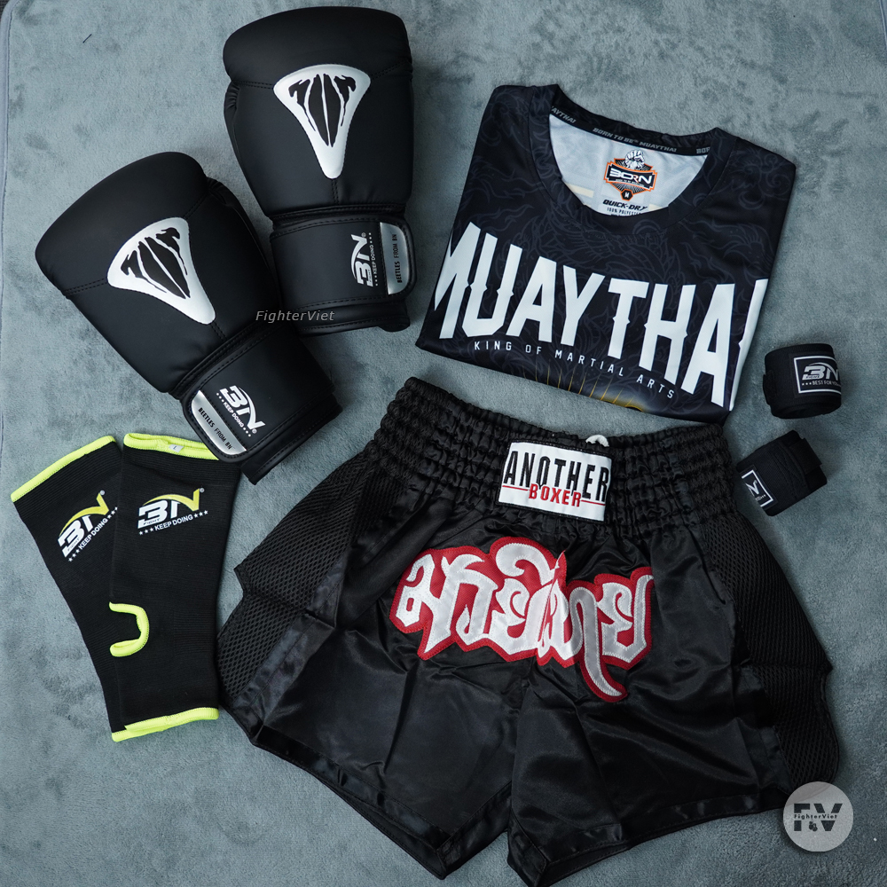 Quần Muay Thái Another Boxer Đen Viền Đen