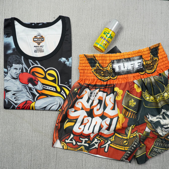Skull Samurai Warrior Print Muay Thai Boxing Shorts