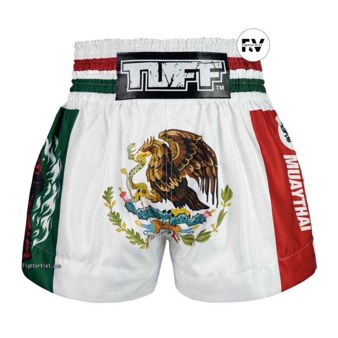 Quần TUFF Muay Thai Boxing Shorts Mexico Eagle TUF-MS667-WHT