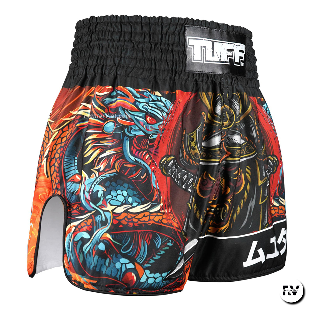 Quần TUFF Muay Thai Boxing Shorts High-Cut Retro Style "Seraphic Seiryu Samurai Saga"