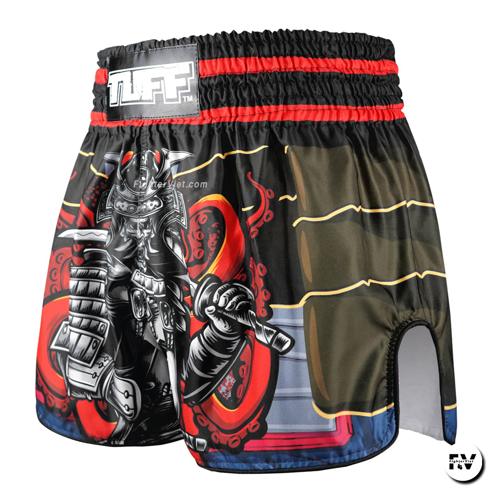 Quần TUFF Muay Thai Boxing Shorts High-Cut Retro Style "The Undefeated Steel Spirits"