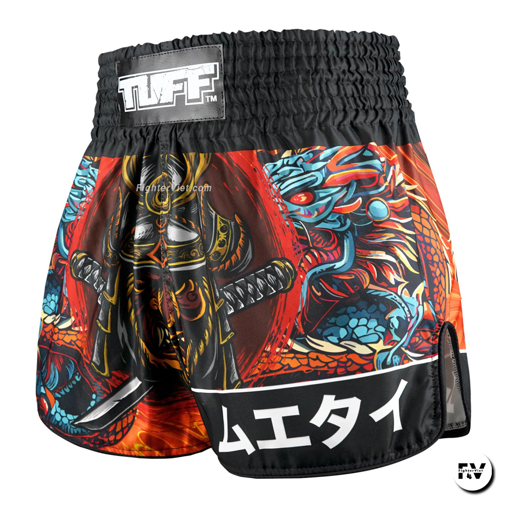 Quần TUFF Muay Thai Boxing Shorts High-Cut Retro Style "Seraphic Seiryu Samurai Saga"