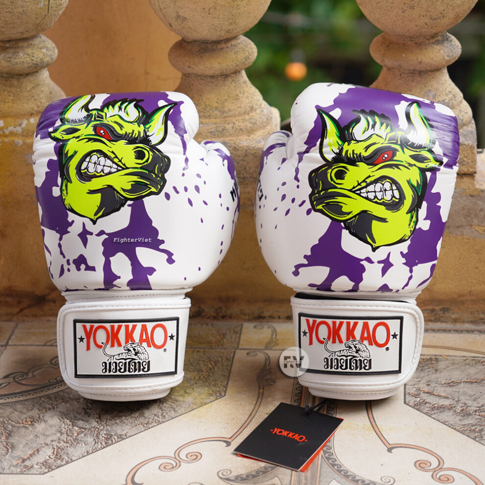 Găng Boxing YOKKAO FYGL-86-4 Angry Bull Boxing Gloves - White | FighterViet