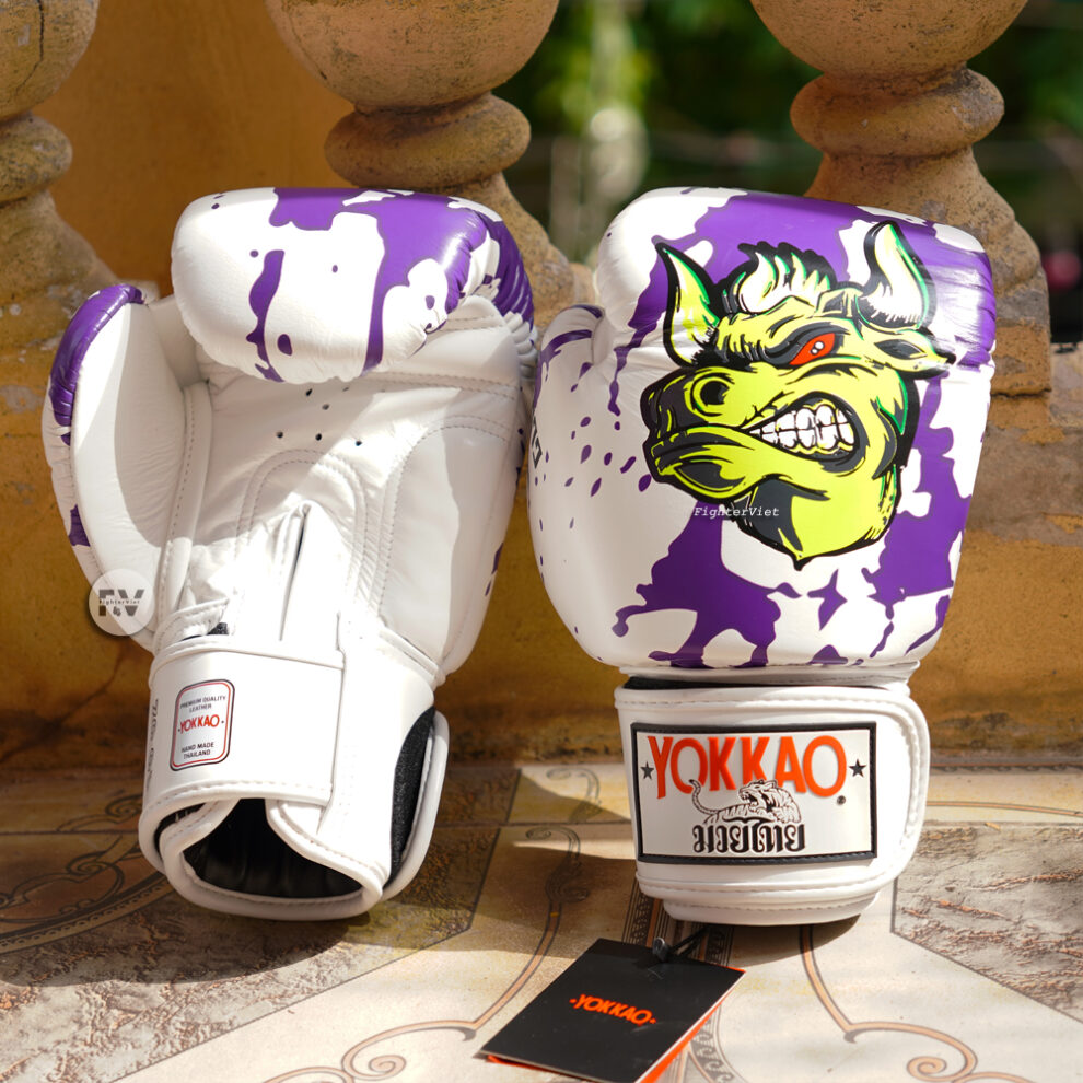 Găng Boxing YOKKAO FYGL-86-4 Angry Bull Boxing Gloves - White | FighterViet