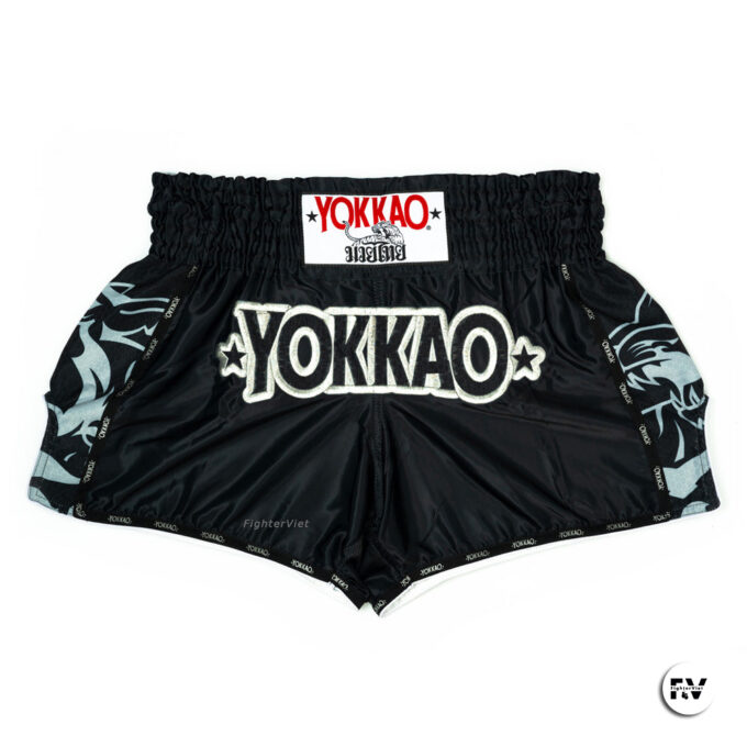 Quần Muay Thai YOKKAO TYBS-166 Original Silver - Màu Đen