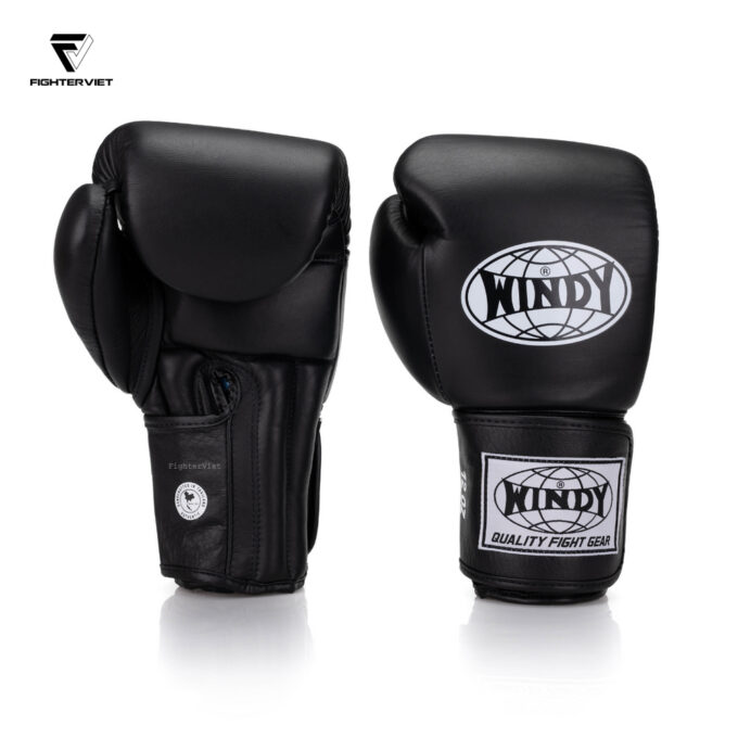 Găng Boxing Windy Proline Leather BGP - Black