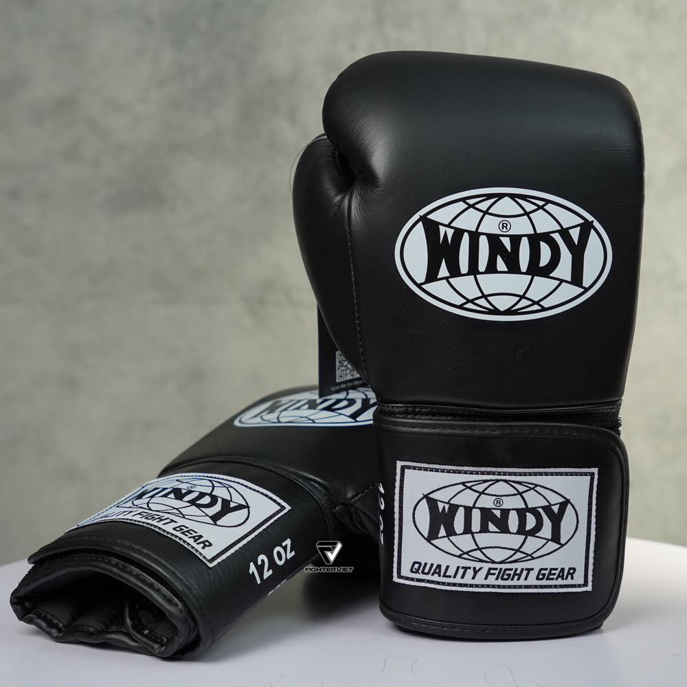 Găng Boxing Windy Proline Leather BGP - Black