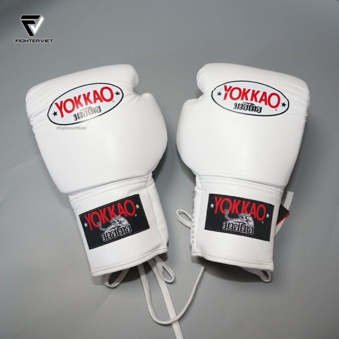 Găng Boxing YOKKAO Matrix Lace Up Buộc Dây - White - Ảnh 2