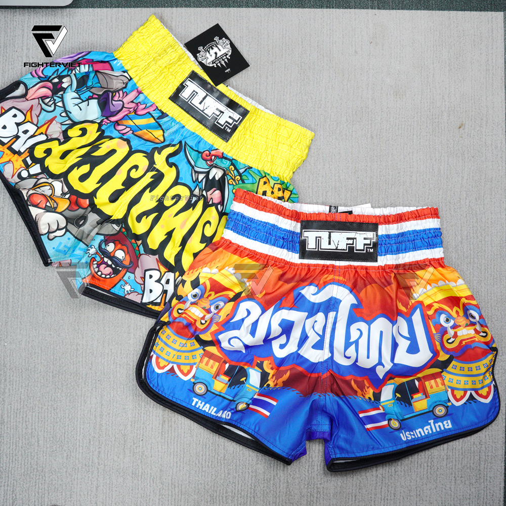Quần TUFF Muay Thai Boxing Shorts High-Cut Retro Style "Ready to Rumble"