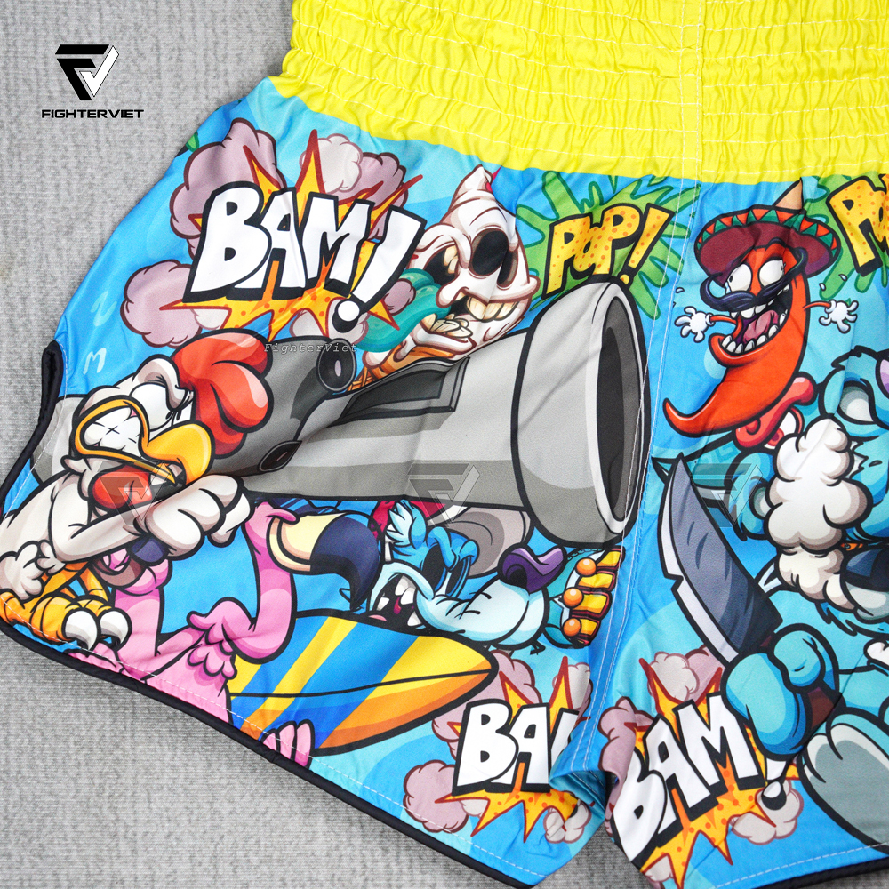 Quần TUFF Muay Thai Boxing Shorts High-Cut Retro Style "Ready to Rumble"