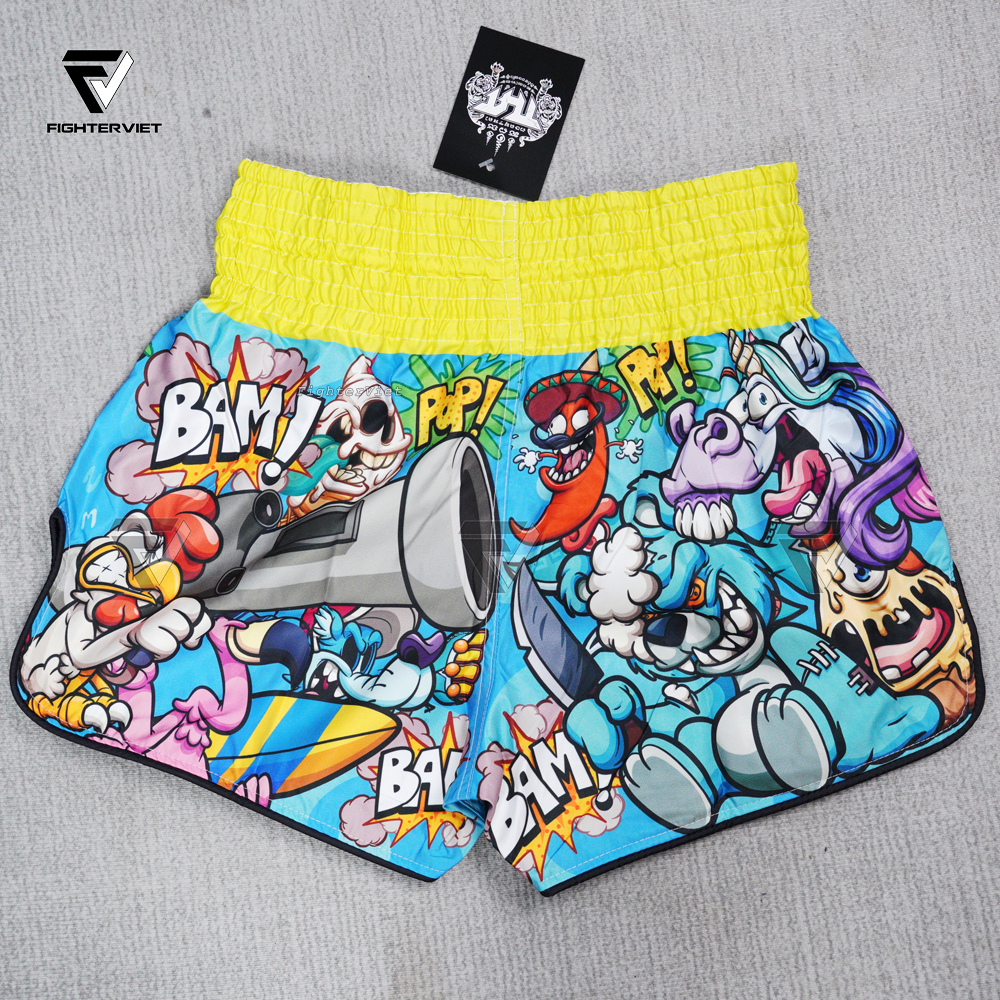 Quần TUFF Muay Thai Boxing Shorts High-Cut Retro Style "Ready to Rumble"