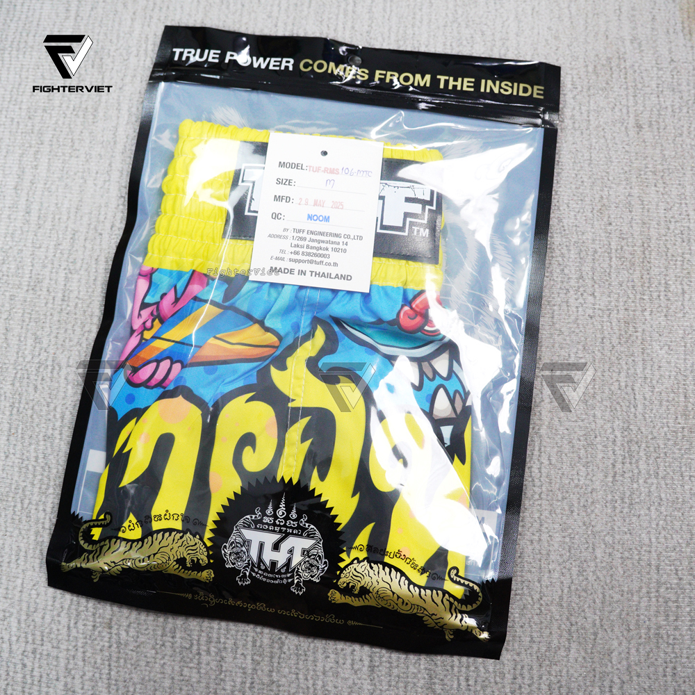 Quần TUFF Muay Thai Boxing Shorts High-Cut Retro Style "Ready to Rumble"