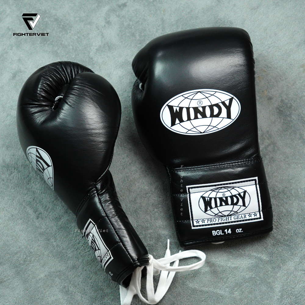 Găng Boxing Windy BGL Đen - Windy Boxing Lace-Up Gloves Black 6 Găng Boxing Windy BGL Đen - Windy Boxing Lace-Up Gloves Black