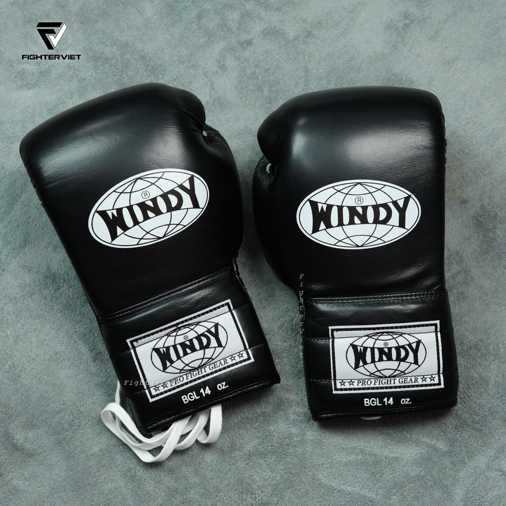 Găng Boxing Windy BGL Đen - Windy Boxing Lace-Up Gloves Black 5 Găng Boxing Windy BGL Đen - Windy Boxing Lace-Up Gloves Black