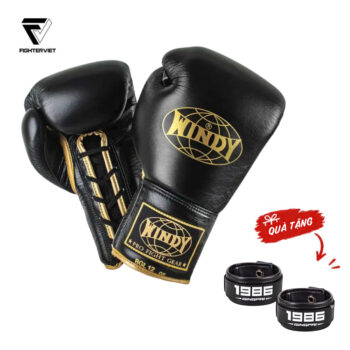 Găng Boxing Windy BGL Đen Vàng - Windy Boxing Lace-Up Gloves Black Gold