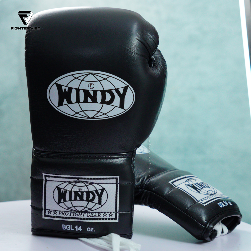 Găng Boxing Windy BGL Đen - Windy Boxing Lace-Up Gloves Black 7 Găng Boxing Windy BGL Đen - Windy Boxing Lace-Up Gloves Black