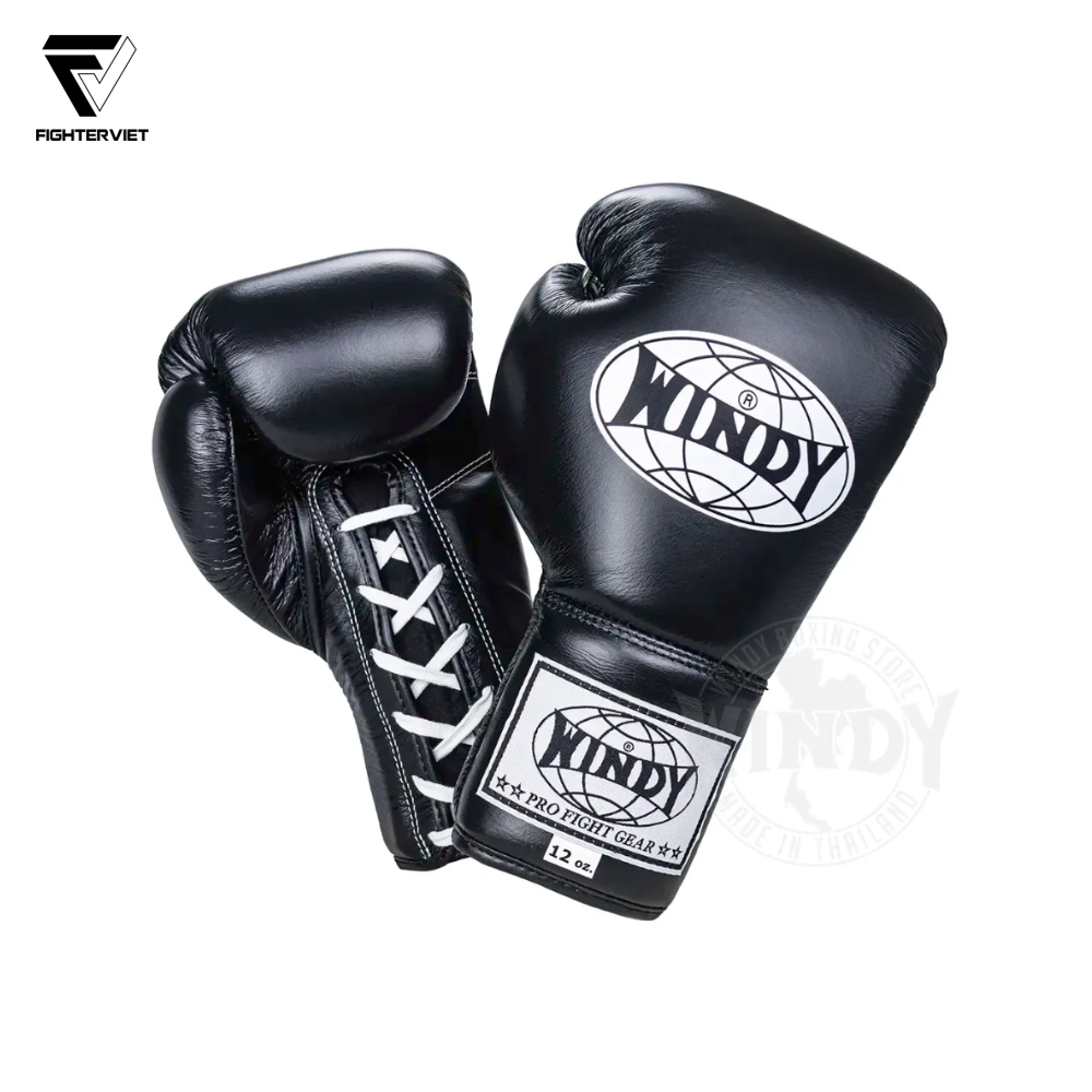 Găng Boxing Windy BGL Đen - Windy Boxing Lace-Up Gloves Black 1 Găng Boxing Windy BGL Đen - Windy Boxing Lace-Up Gloves Black