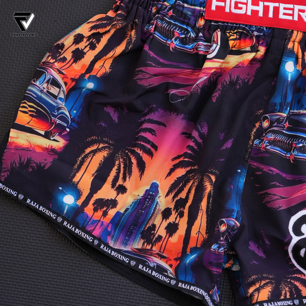 Quần Muay Thai Raja x FighterViet - City Night Muay Thai Shorts