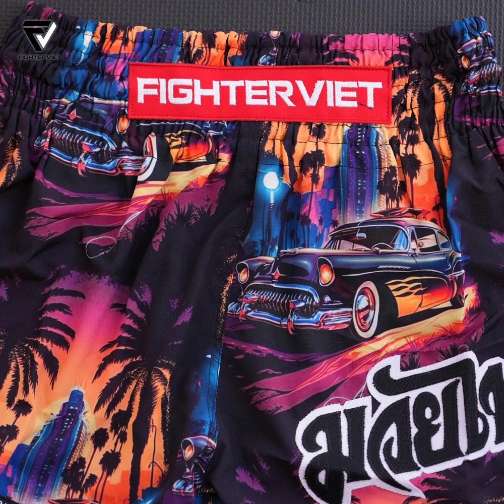 Quần Muay Thai Raja x FighterViet - City Night Muay Thai Shorts