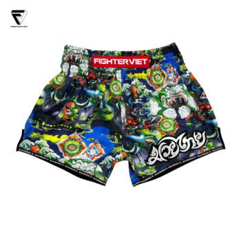 Quần Muay Thai Raja x FighterViet - Green Monster Muay Thai Shorts